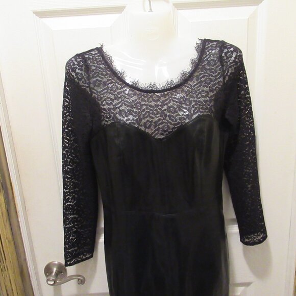 Free People Small NWT Colleen Faux Leather Lace Mini Dress Black Pleather Vegan - Picture 10 of 16